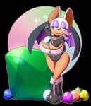  anthro big_breasts breasts chiropteran clothed clothing covering covering_breasts eyelashes female half-closed_eyes huge_breasts kojiro-brushard lipstick makeup mamal mammal membranous_wings rouge_the_bat smile sonic_(series) thick_thighs wide_hips wings 