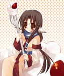  ainu_clothes animal_ears dog_ears eruruw fork layered_sleeves oversized_object solo suzushiro_kurumi utawareru_mono 