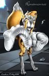  air_vent canine city digimon digimon_tamers dress eyes_closed female fox furry karabiner mammal marilyn_monroe open_mouth paper renamon solo tail what 