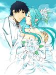  1girl bride caster dress elbow_gloves fate/stay_night fate_(series) gloves kuzuki_souichirou pointy_ears wedding wedding_dress 