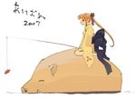  2007 akeome boar chinese_zodiac copyright_request fishing fishing_rod happy_new_year holding holding_fishing_rod japanese_clothes kimono long_sleeves new_year pinzu solo year_of_the_pig 