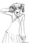  glasses greyscale long_sleeves maria-sama_ga_miteru matsudaira_touko mike156 monochrome solo 