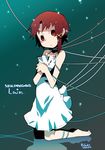  brown_eyes brown_hair cable chemise dress hair_ornament hairclip hamamoto_ryuusuke iwakura_lain serial_experiments_lain solo 