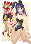  animal_ears bunny_ears bunnysuit copyright_request fishnet_pantyhose fishnets high_heels lowres multiple_girls pantyhose shoes uona_telepin 