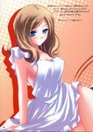  :3 apron blue_eyes blush breasts brown_hair cleavage code_geass doujinshi highres large_breasts milly_ashford naked_apron scan short_hair sideboob smile solo translation_request zinno 