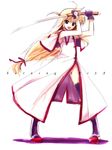  arisa_bannings blonde_hair burning_arisa gloves long_hair low-tied_long_hair lyrical_nanoha magical_girl mahou_shoujo_lyrical_nanoha solo sword thighhighs tsukigami_runa twintails weapon zettai_ryouiki 