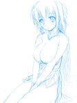  breasts copyright_request hima large_breasts monochrome nipples solo 
