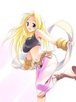  blonde_hair blush breasts dancer dancer_(fft) final_fantasy final_fantasy_tactics hima large_breasts long_hair lowres midriff open_mouth solo 
