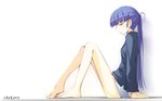 barefoot bottomless copyright_request feet jirou_(chekoro) legs long_sleeves solo toes 