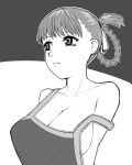  1girl a_kite breasts cleavage donburikazoku large_breasts monochrome sawa_(kite) short_hair simple_background solo 
