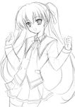  greyscale happiness! hiiragi_anri long_sleeves monochrome narumi_yuu_(bunbukudou) sketch solo twintails 