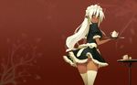  elf maid nopan thigh-highs waitress white_hair 