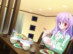  food game_cg purple_hair red_eyes valentine_pink 