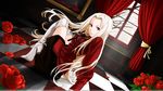  blonde_hair book boots fate/stay_night flowers irisviel_von_einzbern long_hair red_eyes ribbons rose skirt 