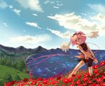  aqua_eyes flowers pink_hair sky tagme 