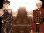  archer berserker black_hair brown_eyes fate/stay_night lancer male short_hair white_hair 