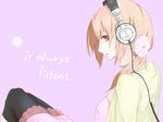  brown_eyes brown_hair dress flowers headphones original short_hair 