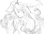  art_nouveau final_fantasy final_fantasy_tactics greyscale head_wings long_hair monochrome solo ultima_(fft) wings 