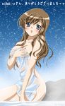  breasts covering long_hair maria-sama_ga_miteru nude nude_cover onsen see-through sinko snowing solo toudou_shimako towel 