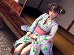  3d double_bun flear incise_soul japanese_clothes kimono long_sleeves m-rs solo yukata 