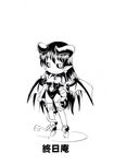  astaroth_(shinrabanshou) black_sclera breasts demon_girl greyscale highres hinemosu_notari horns medium_breasts monochrome pointy_ears shinrabanshou solo tail wings 