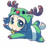  animal_costume artist_request bell fake_antlers jingle_bell looking_at_viewer lowres lying matsubara_kaoru oekaki on_stomach outstretched_arms powered_buttercup powerpuff_girls_z reindeer_costume simple_background solo white_background 