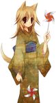  animal_ears fox_ears japanese_clothes kimono long_sleeves original solo suzushiro_kurumi tail 