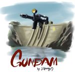  beam_rifle dam energy_gun gun gundam jilpoong17 lowres mobile_suit_gundam no_humans pun signature too_literal weapon 