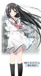  amesarasa black_hair black_legwear chiyokawa_rin dress kantoku long_hair rain sailor_dress school_uniform socks solo 