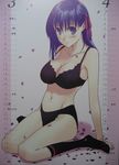  april black_panties bra calendar_(medium) cherry_blossoms fate/hollow_ataraxia fate/stay_night fate_(series) highres kneeling lingerie march matou_sakura morii_shizuki panties photo socks solo underwear underwear_only 