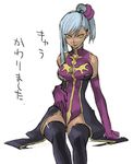  code_geass dark_skin elbow_gloves gloves silver_hair solo tetsu_(kimuchi) thighhighs villetta_nu yellow_eyes 