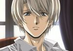  blue_eyes close-up curtains front_innocent john_(front_innocent) male_focus non-web_source screencap silver_hair solo urushihara_satoshi window 