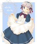  apron apron_lift maid maid_headdress minase_ruruu one_eye_closed original ribbon smile solo 