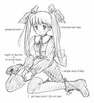  achain_(nutshell) greyscale hard_translated monochrome os-tan os2-tan personification sketch solo thighhighs translated twintails 