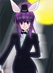  animal_ears artist_request bunny_ears chikage_(sister_princess) formal hat magician mini_hat mini_top_hat pant_suit purple_hair sister_princess solo suit top_hat tuxedo 