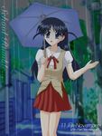  rain satousu school_rumble school_uniform solo tsukamoto_tenma two_side_up umbrella 