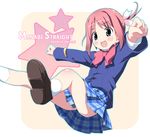 amamiya_manami bow gakuen_utopia_manabi_straight! kantoku pink_bow plaid plaid_skirt school_uniform seiou_gakuen_school_uniform skirt solo 