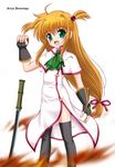  arisa_bannings burning_arisa china_dress chinese_clothes dress fingerless_gloves flipper gloves long_hair low-tied_long_hair lyrical_nanoha magical_girl mahou_shoujo_lyrical_nanoha solo sword thighhighs twintails very_long_hair weapon 