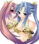  animal_print beans bikini blue_oni bust_cup copyright_request demon_girl horns multiple_girls oni red_oni sazaki_ichiri swimsuit tiger_print 