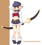  beret blonde_hair bow_(weapon) breasts choker fantasy_earth_zero fingerless_gloves gloves hat large_breasts pigeon-toed shorts solo weapon yano_takumi 