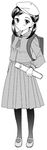  greyscale hat kazuto_izumi monochrome original pantyhose school_uniform solo 