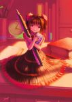  copyright_request dress kobayashi_yuuji mechanical_pencil minigirl oversized_object pencil sitting solo twintails 