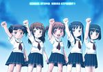  :3 character_request gakuen_utopia_manabi_straight! kimi_kiss massugu_go multiple_girls nyazui parody seiou_gakuen_school_uniform victory_pose 