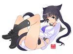  animal_ears cat_ears copyright_request kneehighs panties school_uniform socks solo sonobe_kazuaki tail underwear 