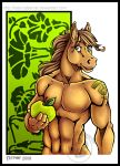  apple equine food fruit horse lady-cybercat male mammal muscular tattoo 