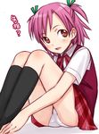  face ha-ru mahou_sensei_negima! panties pantyshot plaid plaid_skirt sasaki_makie skirt socks solo underwear 