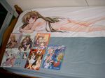  asahina_mikuru ass bed_sheet bedroom highres miyanokouji_mizuho no_humans otaku otoko_no_ko otome_wa_boku_ni_koishiteru photo television 