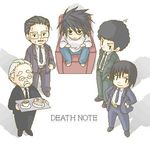  aizawa_shuuichi bags_under_eyes chibi death_note l_(death_note) lowres male_focus matsuda_touta multiple_boys nina_matsumoto watari_(death_note) yagami_souichirou 