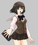  black_hair chocolate chocolate_bar glasses kazu kikuko_(kazu) miniskirt mouth_hold original school_uniform skirt solo valentine 