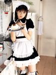  cake food highres long_hair ogura_yuuko photo solo thighhighs waitress zettai_ryouiki 